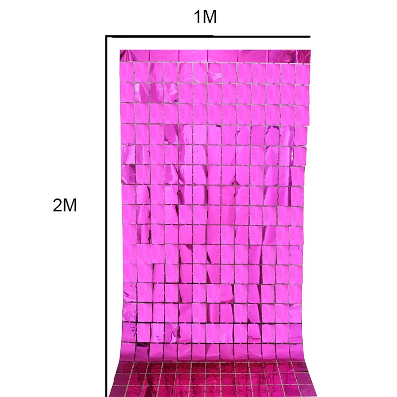 1*2M Mirror Suare Backdrop Foil Curtain Wedding Backdrop Birthday Party Decorations Wall Decor Birthday Photo Zone Mirror Wall