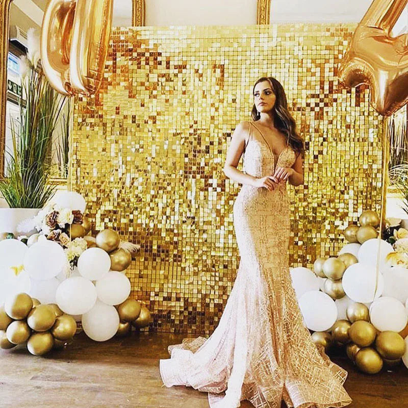 1*2M Mirror Suare Backdrop Foil Curtain Wedding Backdrop Birthday Party Decorations Wall Decor Birthday Photo Zone Mirror Wall