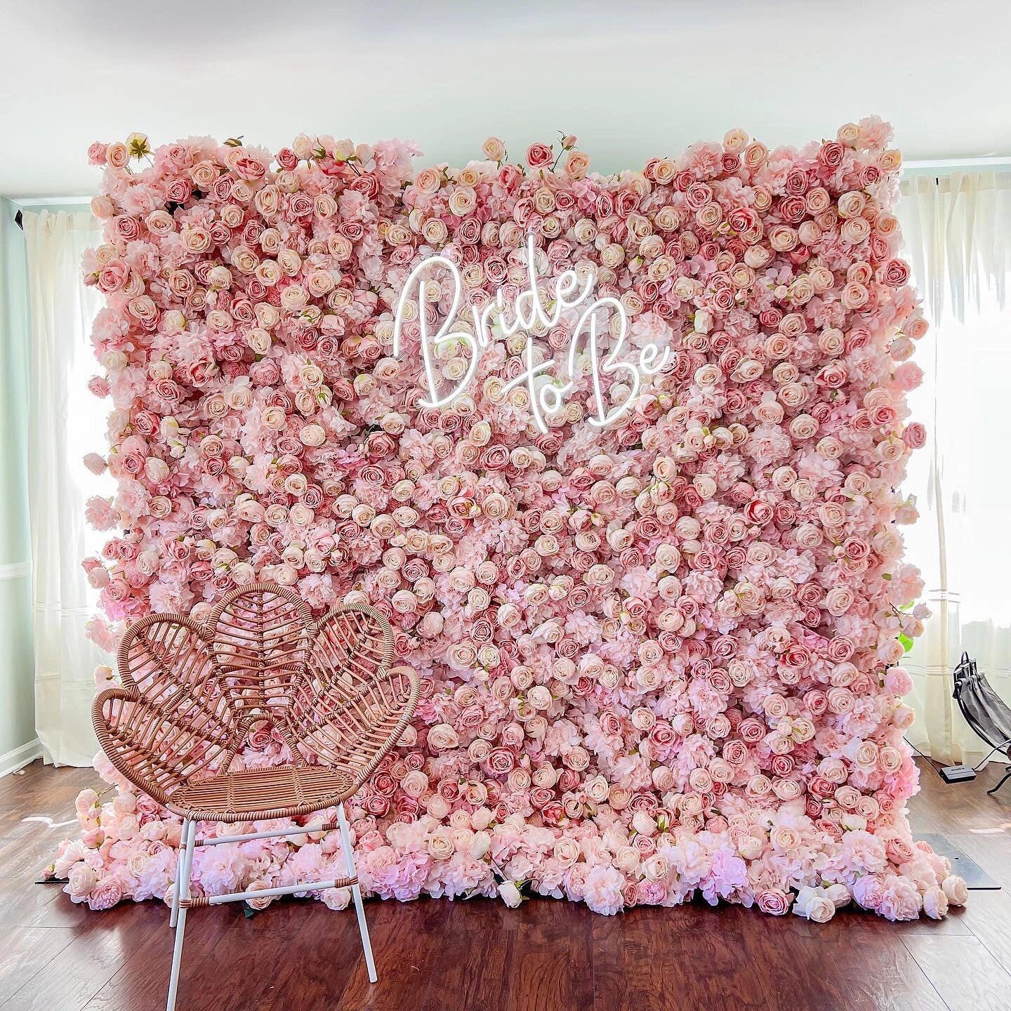 5D Pink Rose Roll-Up Flower Wall Backdrop for Wedding & Party Celebration Decor VF-501