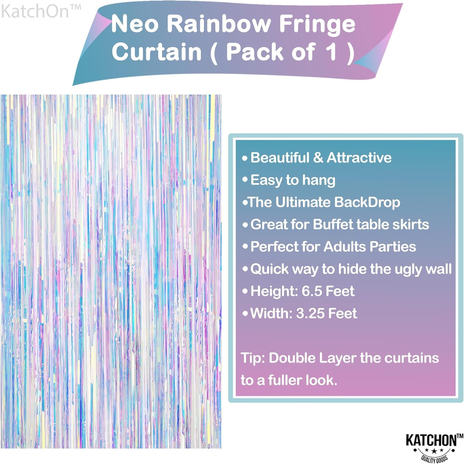 , Neon Iridescent Streamers | Iridescent Party Decorations | Mermaid, Unicorn, Birthday Decorations | Fringe Backdrop for Anniversary Engagement Bachelorette Party Decoration