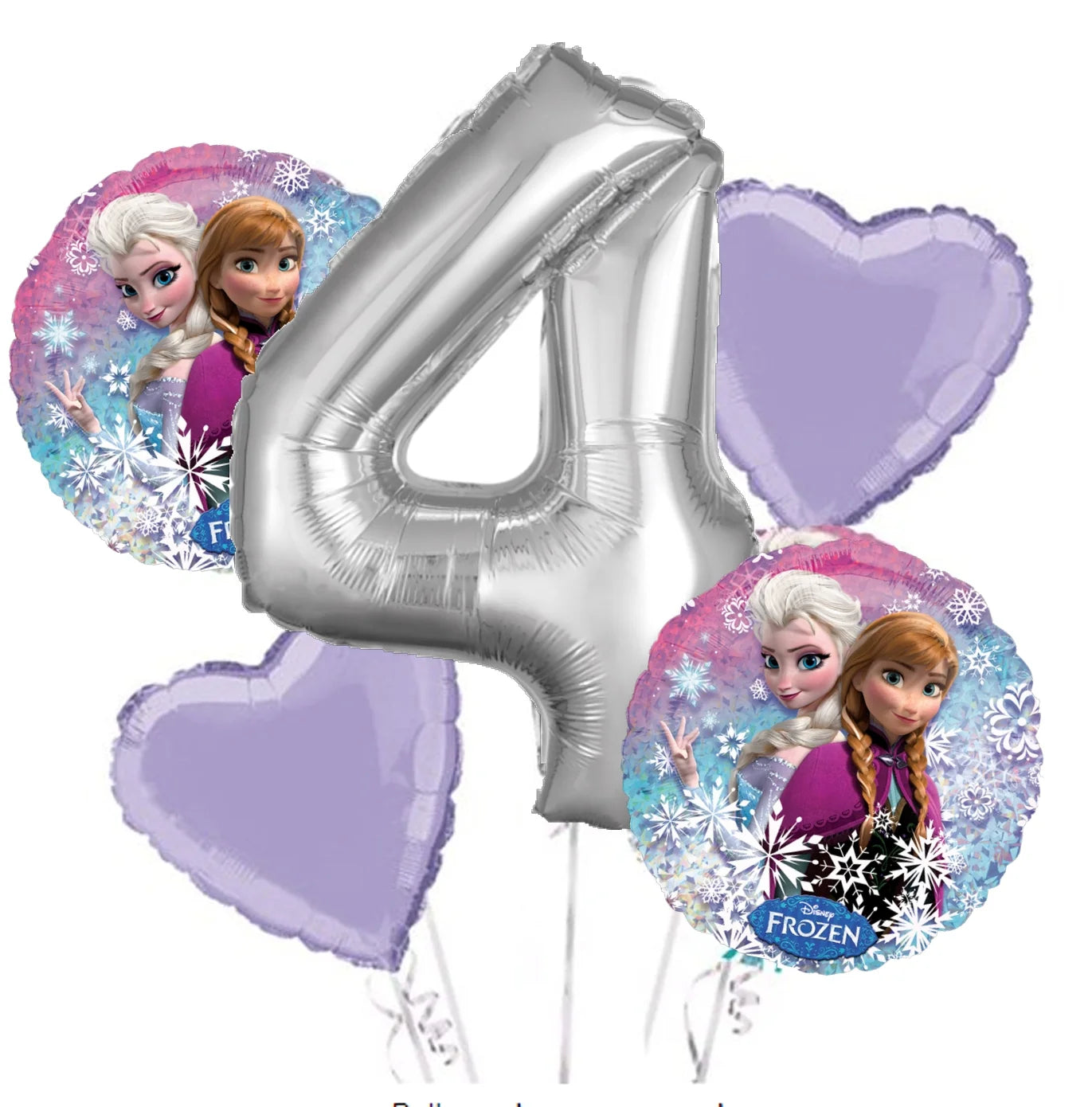 34", 18", 19" Frozen Themed Birthday Party Foil Balloons, Multicolored, Pack of 5